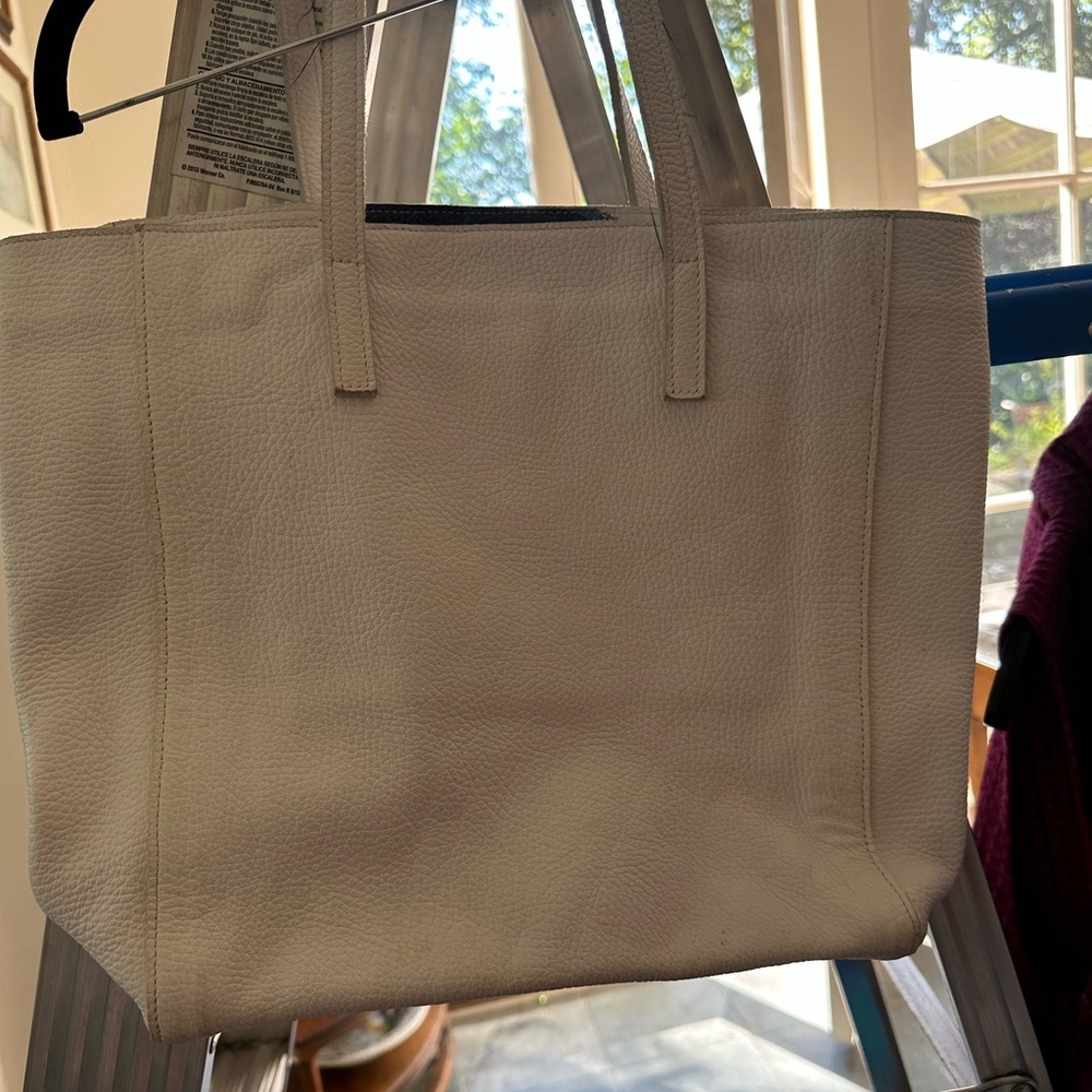 Illustrated leather Tote Bag with Fashion Portrait - White - Picture 2 of 3
